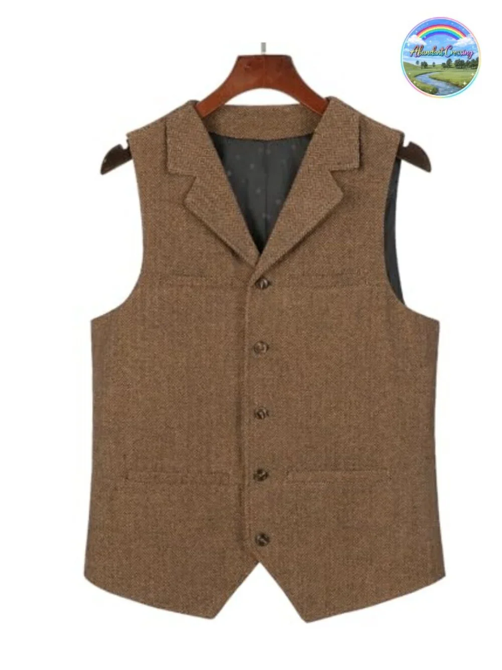 Mens Tweed Vest Herringbone Waistcoat Polyester Wool Blend Business Wedding